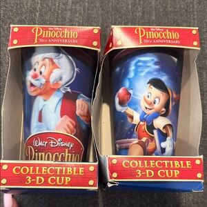 Disney Pinocchio 70th Anniversary 3-D Cups - Red and Blue